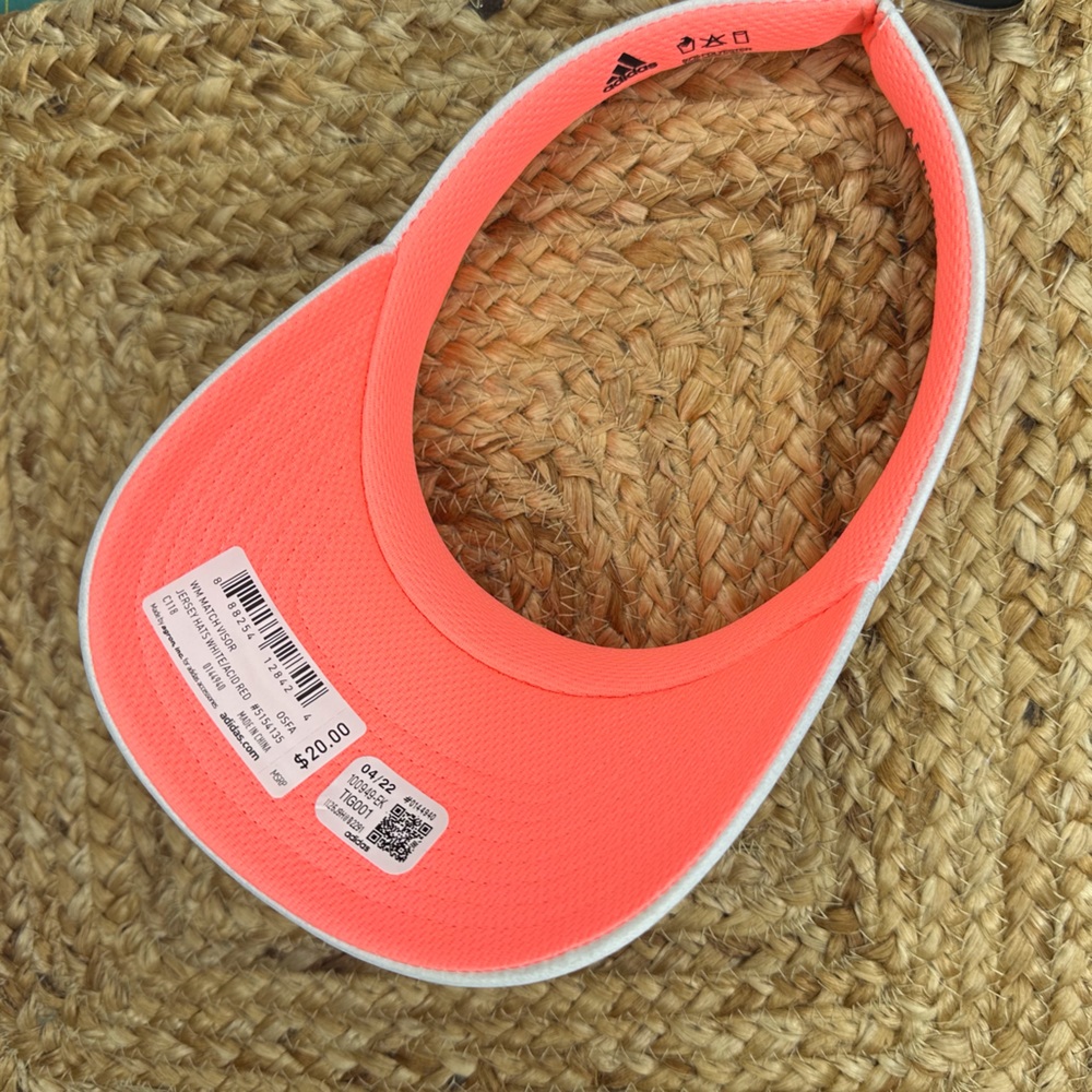 NWT Adidas Womens Adjustable Match Acid Red Gray Visor Hat - Picture 2 of 4